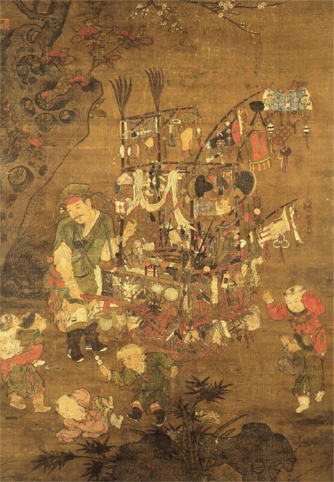 《货郎图》，北宋苏汉臣（传）绢本，立轴。来源/台北故宫博物院